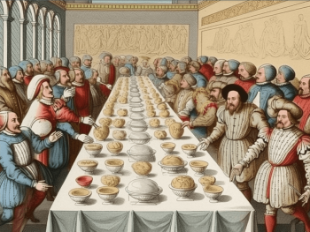 Depiction of what the first royal appearance of gelato may have looked like in Catherine Medici court.