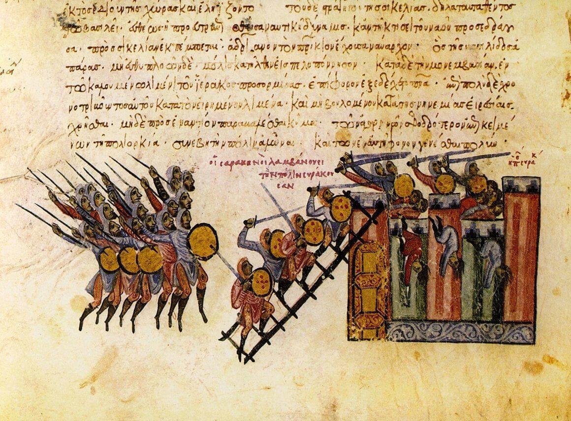 Historical illustration depicting the Arab invasion of Sicily, which introduced sharbat to Italy.